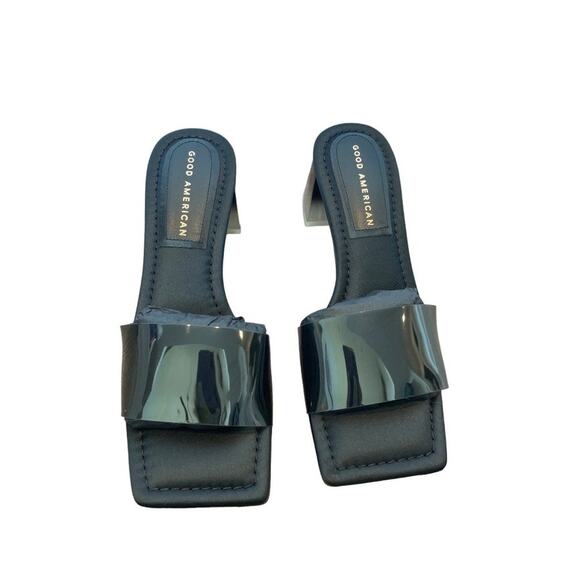 Good American Black and Clear Block Heel Sandals - Picture 3 of 9